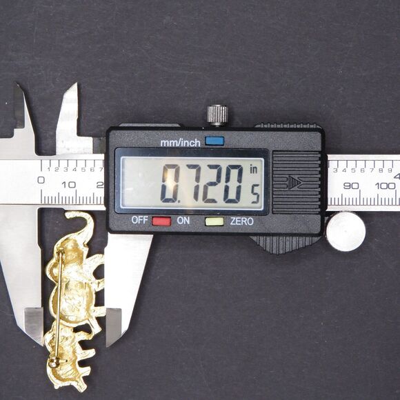 Vintage Brooch Elephant Caravan Mommy and Baby Pin Gold Tone Rhinestone AAI - Picture 7 of 7